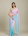 Enchanting Blue-Pink Organza Saree